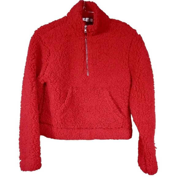 Garage Womens Red Fuzzy Half Zip Sweater Size Small - Picture 3 of 7
